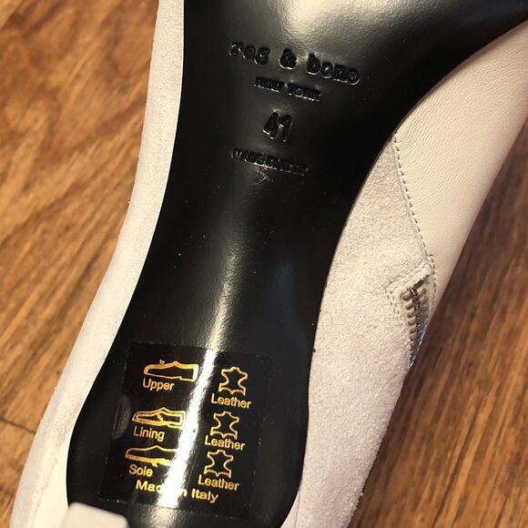 Rag & Bone Beha White Suede Leather Stiletto Ankle Boot Size 11 (41) - Picture 10 of 16